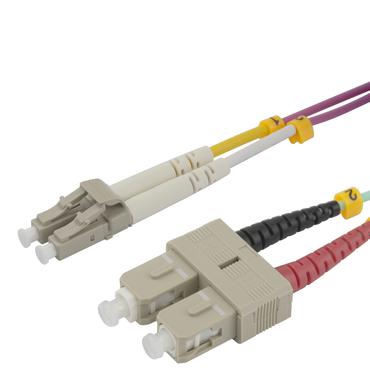 Deltaco LCSC-15-OM4 InfiniBand og fiberoptisk kabel 1,5 m 2x LC 2x SC Lyser&oslash;d