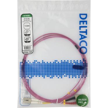 Deltaco LCSC-15-OM4 InfiniBand og fiberoptisk kabel 1,5 m 2x LC 2x SC Lyser&oslash;d