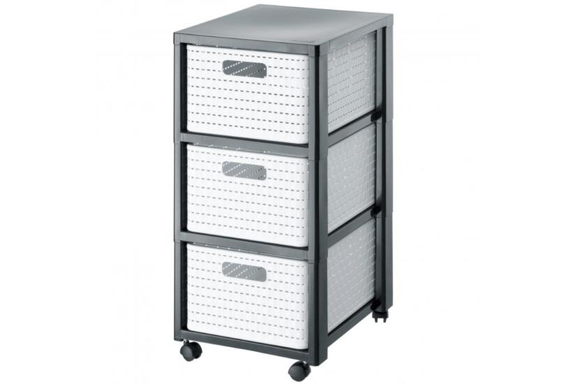 Rotho Country regał duży z 3 szufladami biały/ antracyt