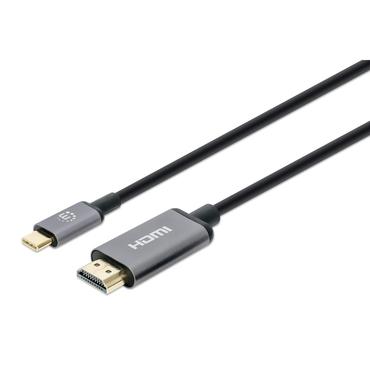 Manhattan 153607 videokabel adapter 2 m HDMI Type A (Standard) USB Type-C Sort, S&oslash;lv