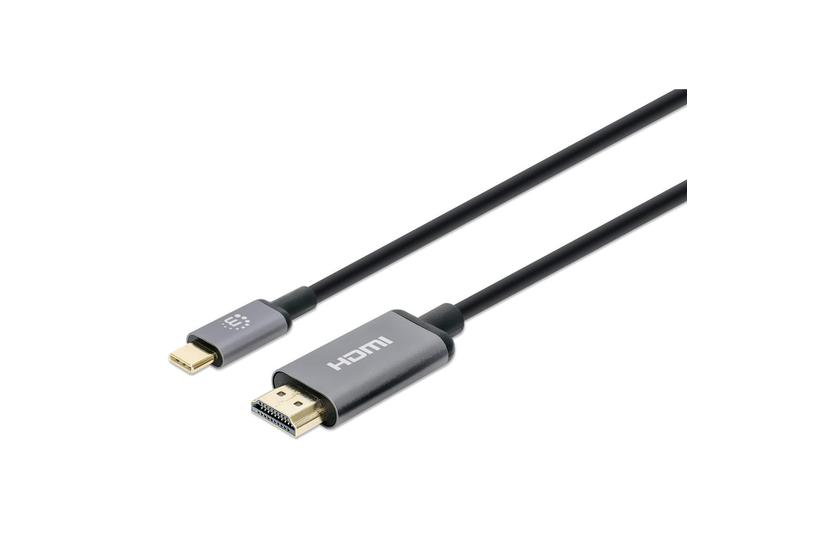 Manhattan 153607 videokabel adapter 2 m HDMI Type A (Standard) USB Type-C Sort, S&oslash;lv