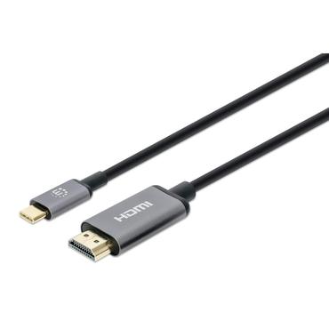Manhattan 153607 videokabel adapter 2 m HDMI Type A (Standard) USB Type-C Sort, S&oslash;lv
