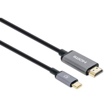 Manhattan 153607 videokabel adapter 2 m HDMI Type A (Standard) USB Type-C Sort, S&oslash;lv