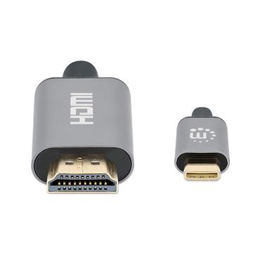 Manhattan 153607 videokabel adapter 2 m HDMI Type A (Standard) USB Type-C Sort, S&oslash;lv