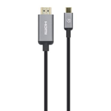 Manhattan 153607 videokabel adapter 2 m HDMI Type A (Standard) USB Type-C Sort, S&oslash;lv