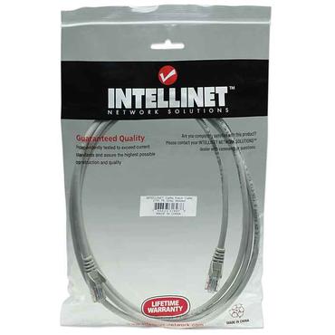 Intellinet Network Patch Cable, Cat5e, 2m, Grey, CCA, U/UTP, PVC, RJ45, Gold Plated Contacts, Snagless, Booted, Lifetime Warranty, Polybag - patch-kabel - 2 m - gr&aring;