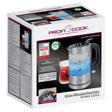 ProfiCook PC-WKS 1228 G elkedel 0,5 L 1100 W Rustfrit st&aring;l, Transparent
