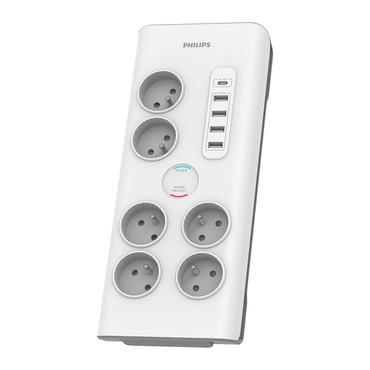 Philips SPN7060WA/60 oversp&aelig;ndingsbeskytter Hvid 6 AC stikkontakt(er) 2 m