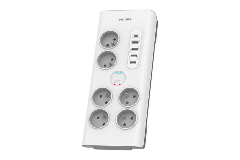 Philips SPN7060WA/60 oversp&aelig;ndingsbeskytter Hvid 6 AC stikkontakt(er) 2 m