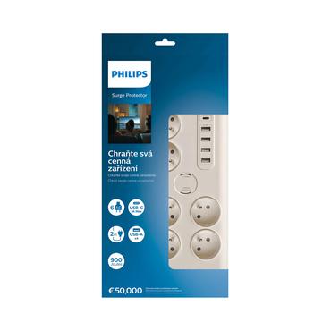 Philips SPN7060WA/60 oversp&aelig;ndingsbeskytter Hvid 6 AC stikkontakt(er) 2 m