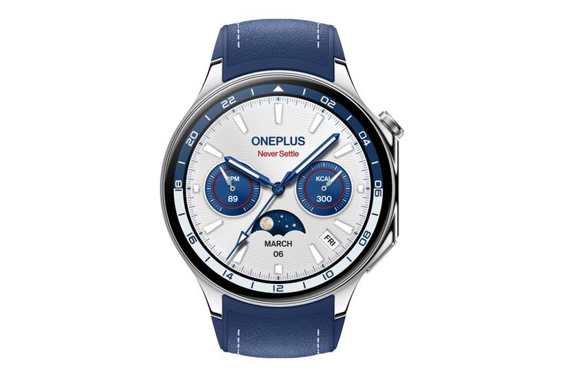 OnePlus Watch 2 - rostfritt st&aring;l - smart klocka med rem - 32 GB - nordiskt bl&aring;tt