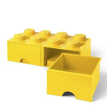 LEGO Brick Drawer (8 Knobs)Bright Yellow Leget&oslash;jsopbevaringsboks Fritst&aring;ende Gul