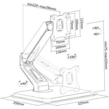 Techly ICA-LCD 35TS skærmbeslag og -stativer 81,3 cm (32") Skrivebord Sort
