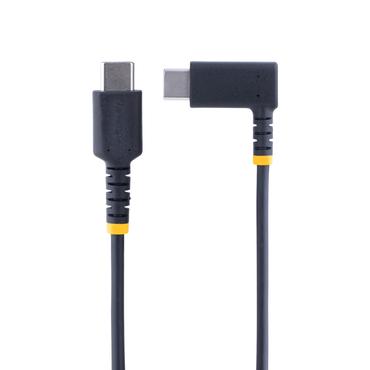 StarTech.com 1ft (30cm) USB C Charging Cable Right Angle, 60W PD 3A, Heavy Duty Fast Charge USB-C Cable, USB 2.0 Type-C, Durable and Rugged Aramid Fiber, S20/iPad/Pixel - High Quality USB Charging Cord (R2CCR-30C-USB-CABLE) - USB Type-C kabel - 24 pin USB-C til 24 pin USB-C - 30 cm