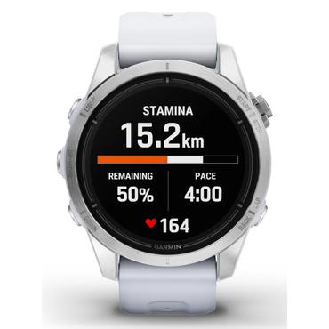 Garmin epix Pro Standard Edition 2a generation - silverfiberf&ouml;rst&auml;rkt polymer - Ja smart klocka med band - whitestone - 32 GB