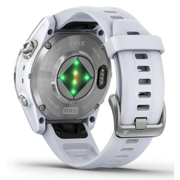 Garmin epix Pro Standard Edition 2a generation - silverfiberf&ouml;rst&auml;rkt polymer - Ja smart klocka med band - whitestone - 32 GB