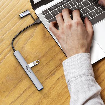 UNITEK H1209AGY01 interface hub USB Type-C 5000 Mbit/s Grå