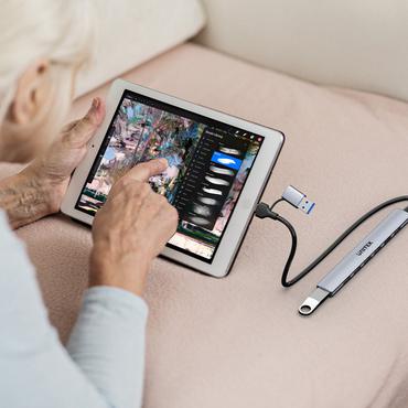 UNITEK H1209AGY01 interface hub USB Type-C 5000 Mbit/s Grå