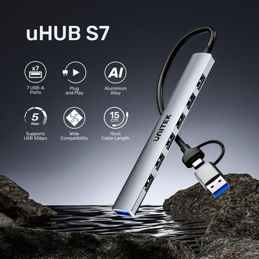 UNITEK H1209AGY01 interface hub USB Type-C 5000 Mbit/s Grå