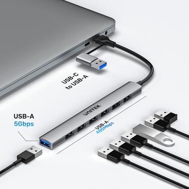 UNITEK H1209AGY01 interface hub USB Type-C 5000 Mbit/s Grå