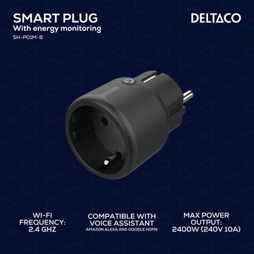 DELTACO SH-P01M-B - smart stik - 802.11b/g/n - sort