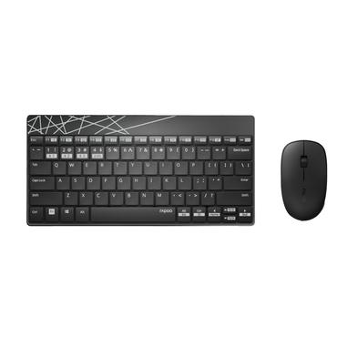 Rapoo 8000M tastatur Mus inkluderet Universel Bluetooth QWERTZ Tysk Sort