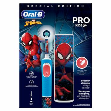 Oral-B Vitality Pro Kids Spiderman Barn Roterende, pulserende tandbørste Blå, Rød
