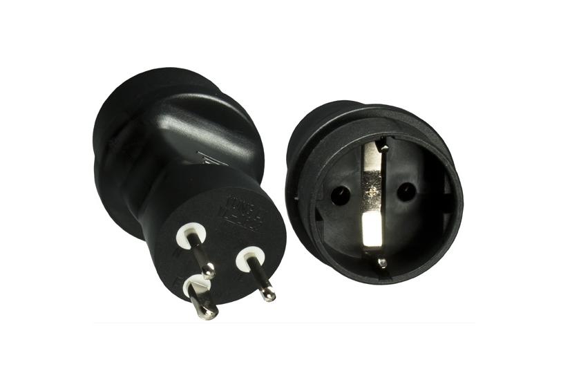 Schuko stik/ DK han, Sort
