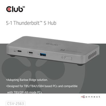 CLUB3D CSV-2563 interface hub Thunderbolt 5 120000 Mbit/s S&oslash;lv