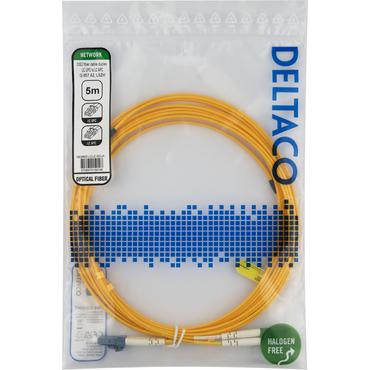 Deltaco OS2 Fiber cable, LC - LC, duplex, UPC/APC, 5,0m