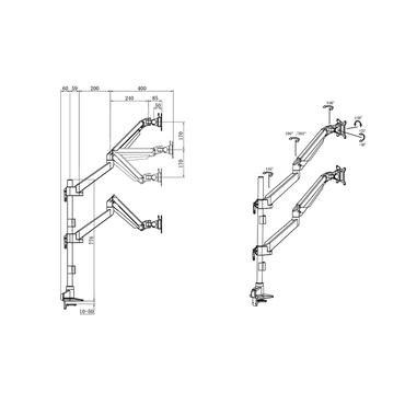 Multibrackets M monteringssats - gaslyft - f&ouml;r 2 LCD-bildsk&auml;rmar - VESA, dubbelt stag - svart