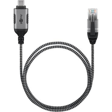 USB-C&trade; 3.1 to RJ45 Ethernet Cable, Slim, 10 m, 10 m, black - connects router, modem or network switch to USB-C&trade;