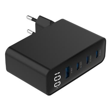 4-port 100W GaN USB fast charger, LCD, black