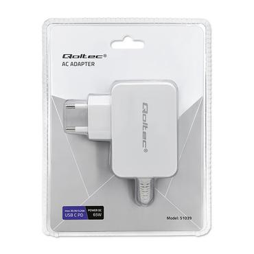 Qoltec str&ouml;madapter - 24 pin USB-C - 65 Watt