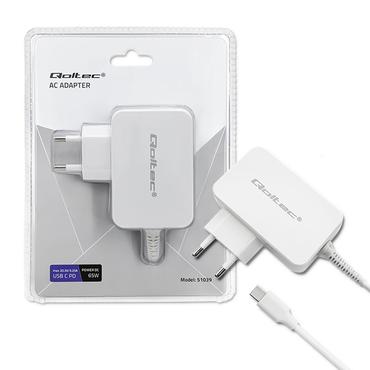 Qoltec str&ouml;madapter - 24 pin USB-C - 65 Watt