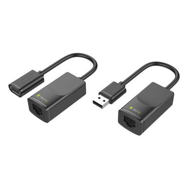 Techly IUSB-EXTENDTY2 kabel k&oslash;nsskifter RJ-45 USB 2.0 Type-A Sort