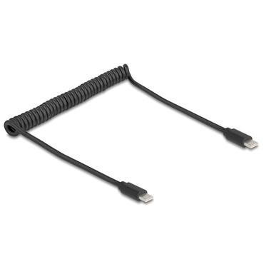 Delock USB 2.0 Type-C&trade; Coiled Cable male to male 0.45 m to 0.75 m black