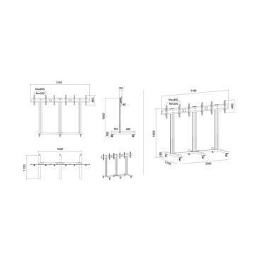 Multibrackets M Public Video Wall Stand 3-Screens st&auml;ll - f&ouml;r 3 LCD-bildsk&auml;rmar - svart