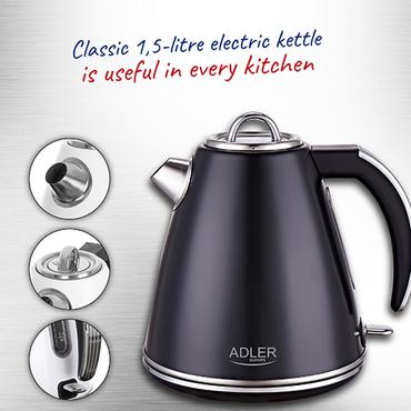 Adler AD 1343 elkedel 1,5 L 1850 W Sort