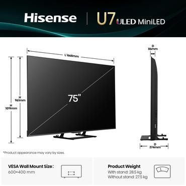 Hisense 75U7Q 189cm 75" UHD Mini LED Smart TV Fernseher