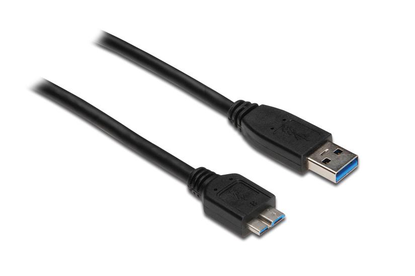 Alcasa USB A - USB Micro B, m - m, 0.5m USB-kabel USB 3.2 Gen 1 (3.1 Gen 1) 0,5 m Micro-USB B Sort