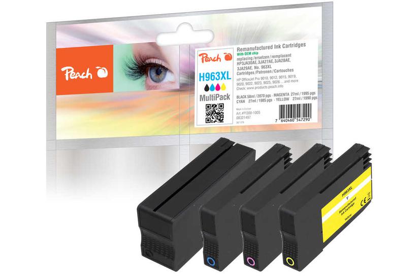 Peach PI300-1005 blækpatron 4 stk Kompatibel Højt (XL) udbytte Sort, Blå, Magenta, Gul