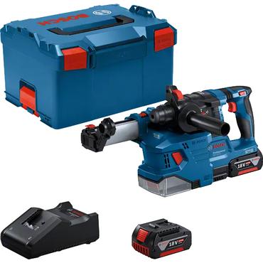 warehouse linden----Akku-Bohrhammer GBH 18V-22 Professional, 18Volt, mit GDE 18V-12 (blau/schwarz, 2x Li-Ionen Akku 4,0Ah, in L-BOXX)