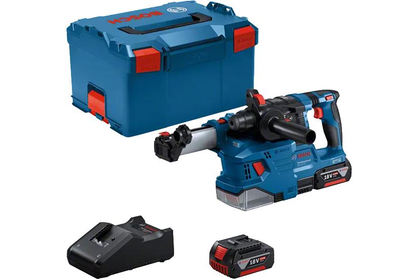 warehouse linden----Akku-Bohrhammer GBH 18V-22 Professional, 18Volt, mit GDE 18V-12 (blau/schwarz, 2x Li-Ionen Akku 4,0Ah, in L-BOXX)