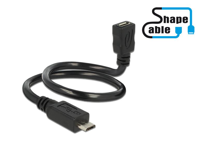 Delock OTG ShapeCable - USB forlængerkabel - Micro-USB Type B til Micro-USB Type B - 35 cm
