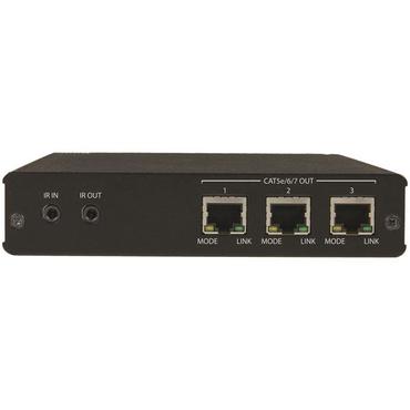 StarTech.com 3 Way HDMI Splitter - HDBaseT Extender Kit w/ 3 Receivers - 1x3 HDMI over CAT5e / CAT6 Splitter - 3 Port HDBaseT HDMI Extender - Up to 4K (ST124HDBT) - f&ouml;rl&auml;ngd r&auml;ckvidd f&ouml;r audio/video