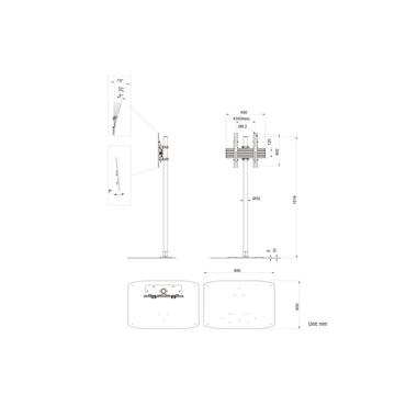 Multibrackets M Pro Single Pole Floorbase st&auml;ll - f&ouml;r LCD-display - svart