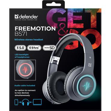 Defender FREEMOTION B571 LED Headset Kabel & tr&aring;dl&oslash;s Opkald/Musik/Sport/Hverdag Bluetooth Gr&aring;