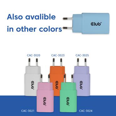 CLUB-3D Ladegerät USB-C,PD,30W, blau 2er-Pack, 15V/2A