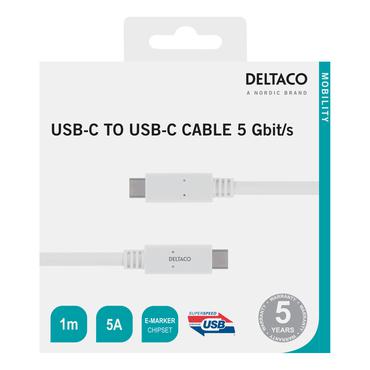 DELTACO USBC-1502M - USB typ C-kabel - 24 pin USB-C till 24 pin USB-C - 1 m